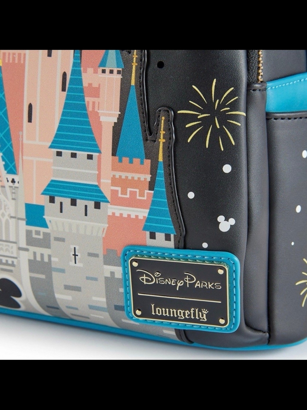 Disney Parks x Loungefly Cinderella Light Up Castle Mini Backpack - Black & Blue - Picture 5 of 8